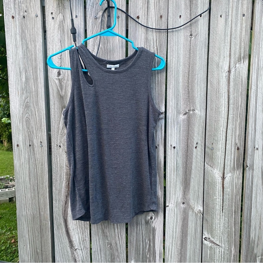 Cutout Ribbed Knit Maurices Tank Top Women Small Charcoal Gray